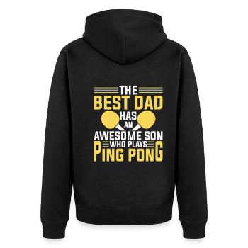 Der Beste Vater Hat Einen Tollen Sohn - Ping Pong - Unisex Premium Bio Zip Hoodie - Schwarz - Hinten - Nico (187cm)
