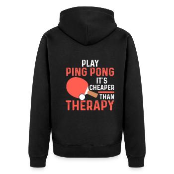 Spielen Sie Ping Pong Es Ist Billiger Als Therapie - Unisex Premium Bio Zip Hoodie - Schwarz - Hinten - Nico (187cm)