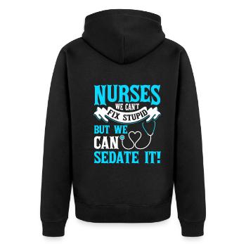 We can't fix nurses - Unisex Premium Organic Zip Hoodie - black - Back - Nico (187cm)