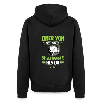 Golf Golfspieler Golfplatz Golf Sport Minigolf - Unisex Premium Bio Zip Hoodie - Schwarz - Hinten - Nico (187cm)