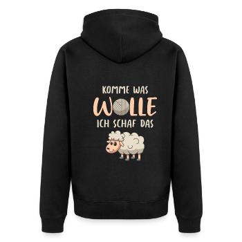 Landwirt Bauer Comic Cartoon Schafwolle Schaf - Unisex Premium Bio Zip Hoodie - Schwarz - Hinten - Nico (187cm)