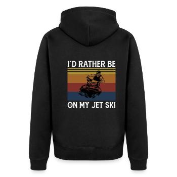 Ich Wäre Lieber Auf Meinem Jetski - Unisex Premium Bio Zip Hoodie - Schwarz - Hinten - Nico (187cm)