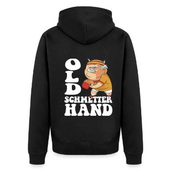 Old butterfly hand outfit for table tennis players - Unisex Premium Organic Zip Hoodie - black - Back - Nico (187cm)