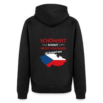 Nationalität Sportmannschaft Fan Tschechien - Unisex Premium Bio Zip Hoodie - Schwarz - Hinten - Nico (187cm)