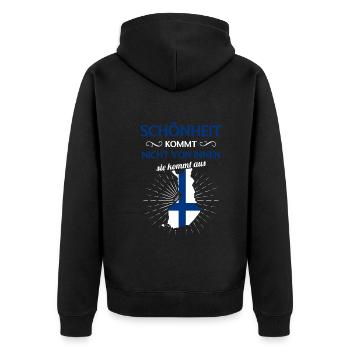 Nationalität Sportmannschaft Fan Finnland - Unisex Premium Bio Zip Hoodie - Schwarz - Hinten - Nico (187cm)