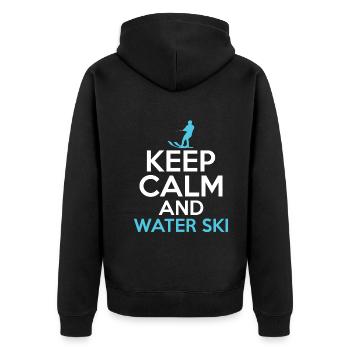 Stay calm and water ski - Unisex Premium Organic Zip Hoodie - black - Back - Nico (187cm)