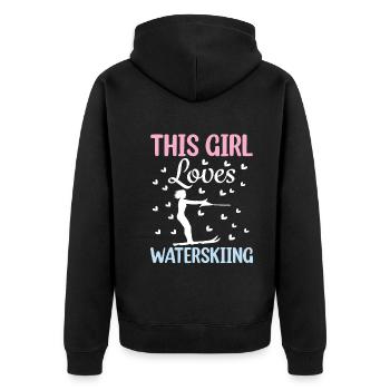 This girl loves water skiing water ski lovers - Unisex Premium Organic Zip Hoodie - black - Back - Nico (187cm)