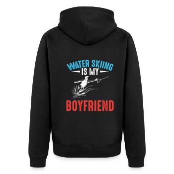 Water skiing is my friend - Waterskier - Unisex Premium Organic Zip Hoodie - black - Back - Nico (187cm)