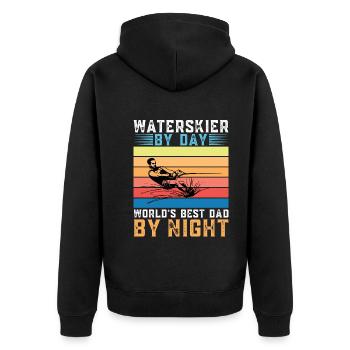 Water skiers by day World's best father at night - Unisex Premium Organic Zip Hoodie - black - Back - Nico (187cm)