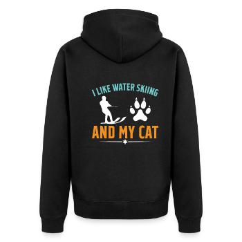 J’aime le ski nautique et mon chat Waterskier - Veste à capuche bio Premium Unisexe - noir - Dos - Nico (187cm)