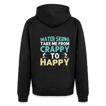 Water skiing takes me from crappy to happy - Unisex Premium Organic Zip Hoodie - black - Back - Nico (187cm)