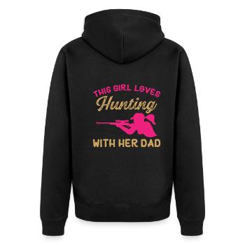 Dieses Mädchen Liebt Es Mit Ihrem Vater Zu Jagen - Unisex Premium Bio Zip Hoodie - Schwarz - Hinten - Nico (187cm)