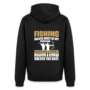 Fischen Löst Die Meisten Meiner Probleme Jagen - Unisex Premium Bio Zip Hoodie - Schwarz - Hinten - Nico (187cm)