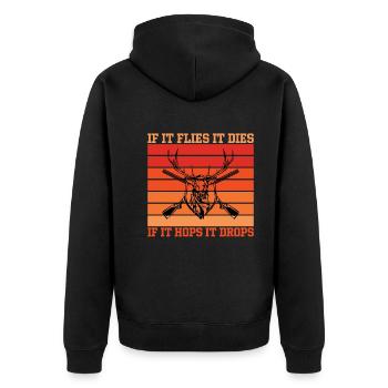 When Ees flies it dies When it jumps it falls - Unisex Premium Organic Zip Hoodie - black - Back - Nico (187cm)