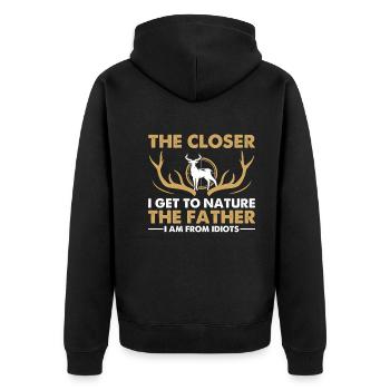 Je Näher Ich Der Natur Komme Desto Mehr Bin Ich - Unisex Premium Bio Zip Hoodie - Schwarz - Hinten - Nico (187cm)