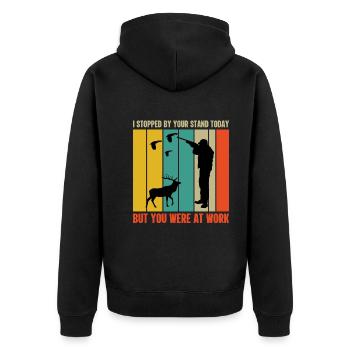 Ich War Heute An Ihrem Stand Aber Sie Waren - Unisex Premium Bio Zip Hoodie - Schwarz - Hinten - Nico (187cm)