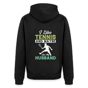 J’aime le tennis et peut-être mon mari - Veste à capuche bio Premium Unisexe - noir - Dos - Nico (187cm)