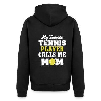 My favorite tennis player calls me mom - Unisex Premium Organic Zip Hoodie - black - Back - Nico (187cm)