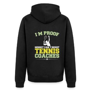 I am the proof that mommy the tennis coach - Unisex Premium Organic Zip Hoodie - black - Back - Nico (187cm)