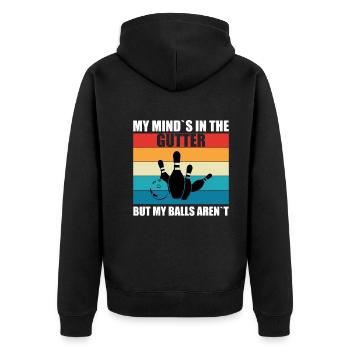 My mind is in the gutter - funny bowler - Unisex Premium Organic Zip Hoodie - black - Back - Nico (187cm)