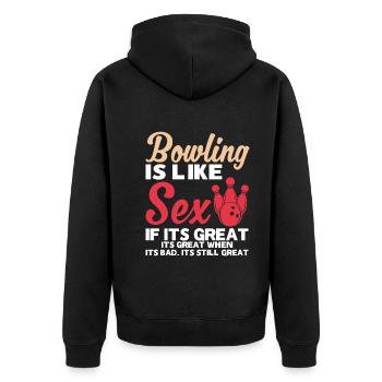 Le bowling, c’est comme le sexe quand c’est génial - Bowler - Veste à capuche bio Premium Unisexe - noir - Dos - Nico (187cm)