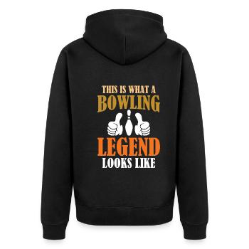 This is what a bowling legend looks like - Unisex Premium Organic Zip Hoodie - black - Back - Nico (187cm)