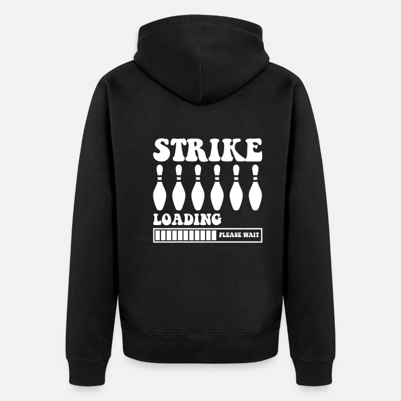 Strike Loading Bitte Warten - Bowling - Unisex Premium Bio Zip Hoodie - Schwarz