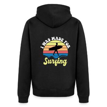 Ich Wurde Zum Surfen Gemacht - Surfen - Unisex Premium Bio Zip Hoodie - Schwarz - Hinten - Nico (187cm)