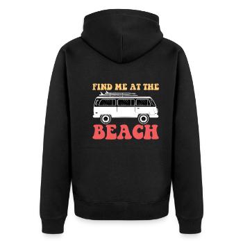 Vous pouvez me trouver sur la plage - Surfer - Veste à capuche bio Premium Unisexe - noir - Dos - Nico (187cm)