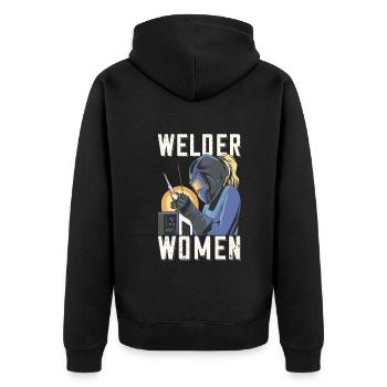 Welder outfit for welders - Unisex Premium Organic Zip Hoodie - black - Back - Nico (187cm)