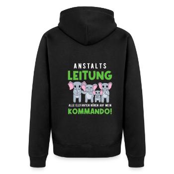 Anstaltsleitung Alle Elefanten Hören Auf Mein Wort - Unisex Premium Bio Zip Hoodie - Schwarz - Hinten - Nico (187cm)
