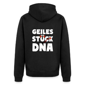 Geiles Stück DNA Teuflisch Sexy Fun - Unisex Premium Bio Zip Hoodie - Schwarz - Hinten - Nico (187cm)