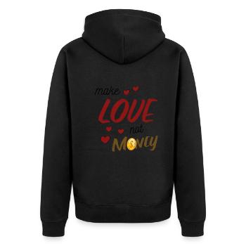 Make Love Not Money - Unisex Premium Organic Zip Hoodie - black - Back - Nico (187cm)