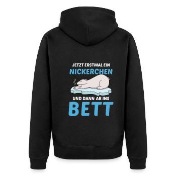Schlafmütze Faulenzen Schlafen Pyjama Eisbär - Unisex Premium Bio Zip Hoodie - Schwarz - Hinten - Nico (187cm)