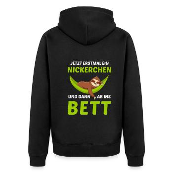 Schlafmütze Faulenzen Schlafen Pyjama Faultier - Unisex Premium Bio Zip Hoodie - Schwarz - Hinten - Nico (187cm)