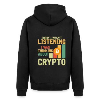Tut Mir Leid Das Ich Nicht Zugehört Habe - Crypto - Unisex Premium Bio Zip Hoodie - Schwarz - Hinten - Nico (187cm)