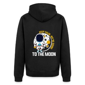 Keep calm Let's fly to the moon - Krypto - Unisex Premium Organic Zip Hoodie - black - Back - Nico (187cm)