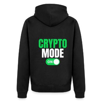 Krypto Modus Ein - Unisex Premium Bio Zip Hoodie - Schwarz - Hinten - Nico (187cm)