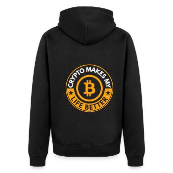 Crypto makes my life better - Unisex Premium Organic Zip Hoodie - black - Back - Nico (187cm)