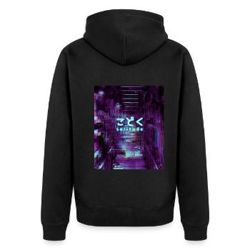 Aesthetic Tokyo Japan Motiv Eboy Einsamkeit - Unisex Premium Bio Zip Hoodie - Schwarz - Hinten - Nico (187cm)