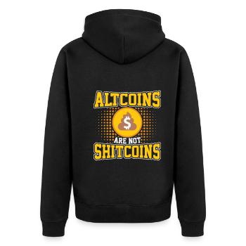 Altcoins Sind Keine Shitcoins - Unisex Premium Bio Zip Hoodie - Schwarz - Hinten - Nico (187cm)