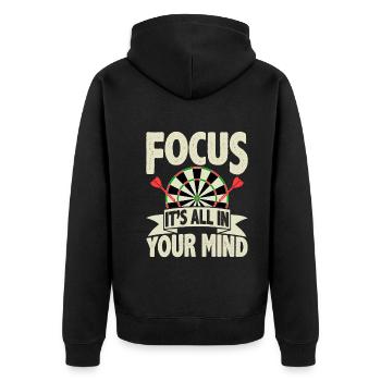Focus It's all in your head - Darts - Unisex Premium Organic Zip Hoodie - black - Back - Nico (187cm)