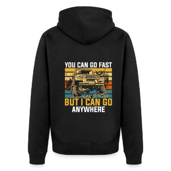 You can go fast I can go anywhere - Unisex Premium Organic Zip Hoodie - black - Back - Nico (187cm)