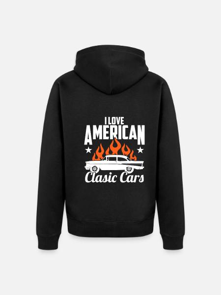 I love American classic cars - Unisex Premium Organic Zip Hoodie - black