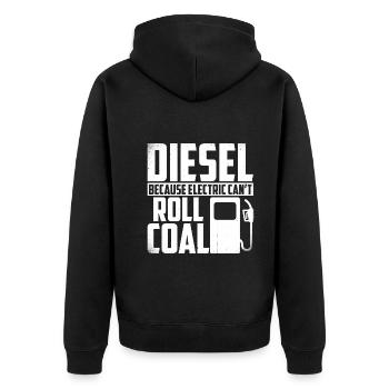 Diesel because electricity cannot roll coal - Unisex Premium Organic Zip Hoodie - black - Back - Nico (187cm)