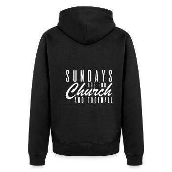 Sonntage Sind Für Kirche Und Football - Unisex Premium Bio Zip Hoodie - Schwarz - Hinten - Nico (187cm)
