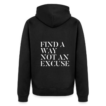 Finding a way no excuse - motivation - Unisex Premium Organic Zip Hoodie - black - Back - Nico (187cm)