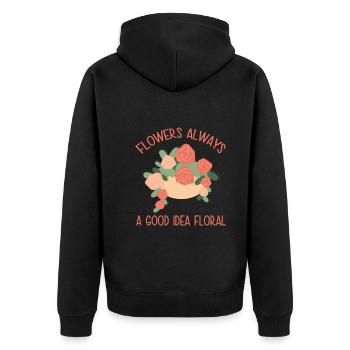 Blumen Sind Immer Eine Gute Idee Floral - Unisex Premium Bio Zip Hoodie - Schwarz - Hinten - Nico (187cm)