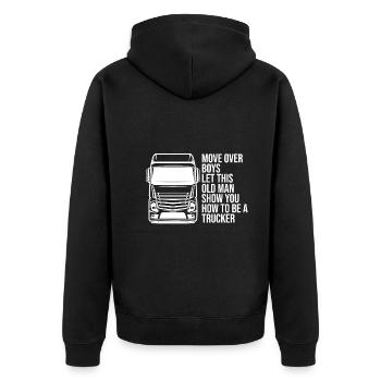 Macht Platz Jungs Lasst Den Alten Mann Ran - Unisex Premium Bio Zip Hoodie - Schwarz - Hinten - Nico (187cm)