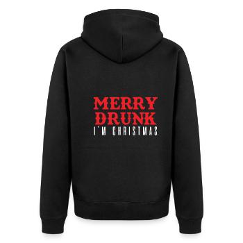 Joyeux ivre je suis Noël - Drôle - Veste à capuche bio Premium Unisexe - noir - Dos - Nico (187cm)